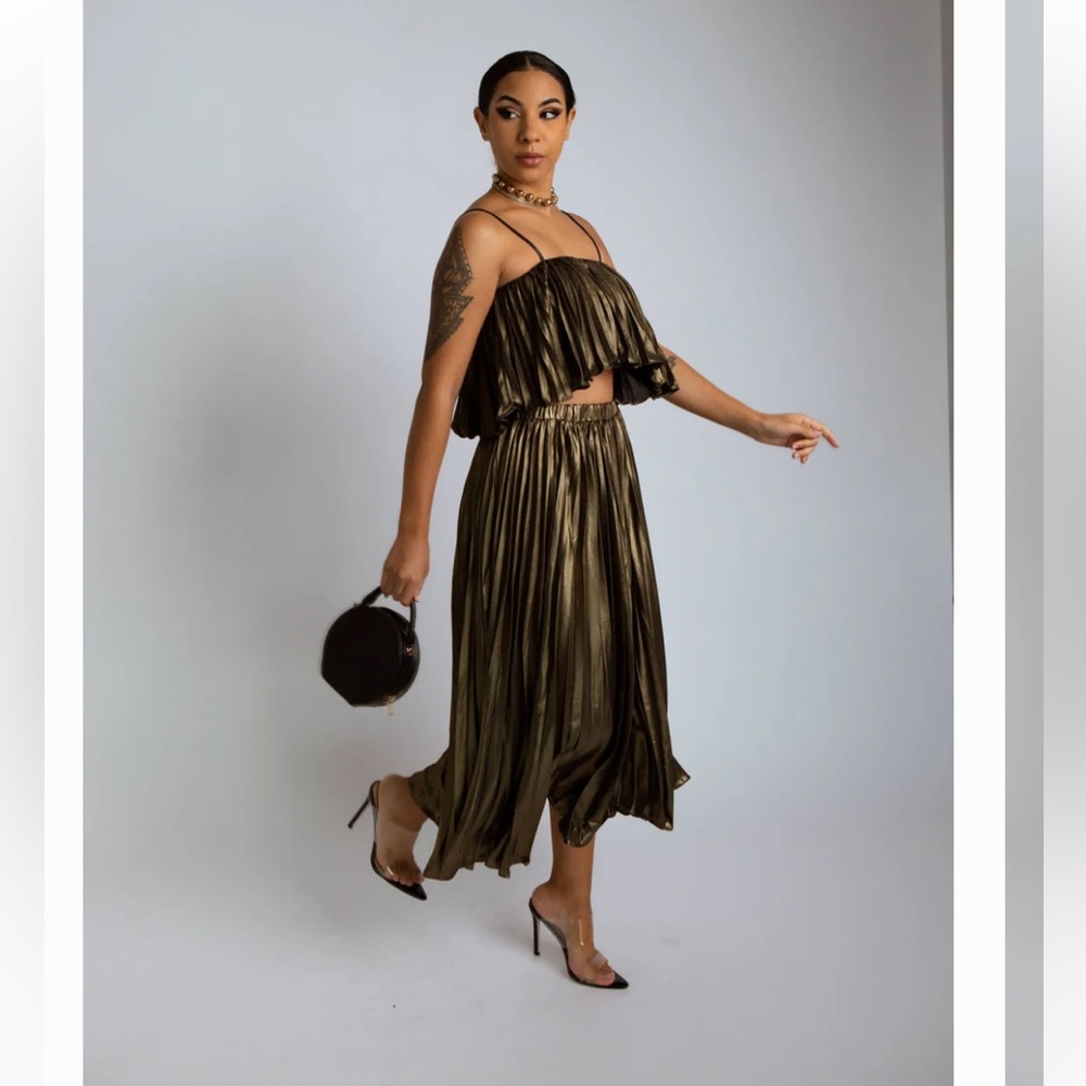 By Together Wanna Dance Brown Metallic Top